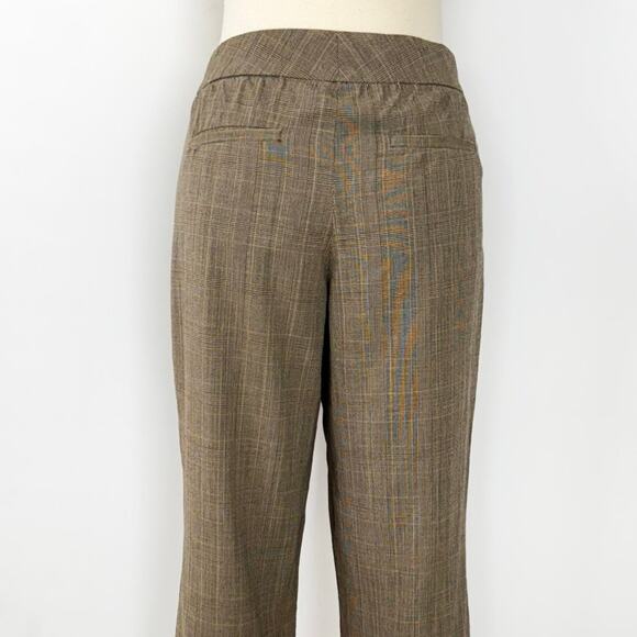 ELIE TAHARI Wool Blend Plaid Flare Leg Mid Rise Classic Trousers Pants Brown | 6 - Picture 7 of 10
